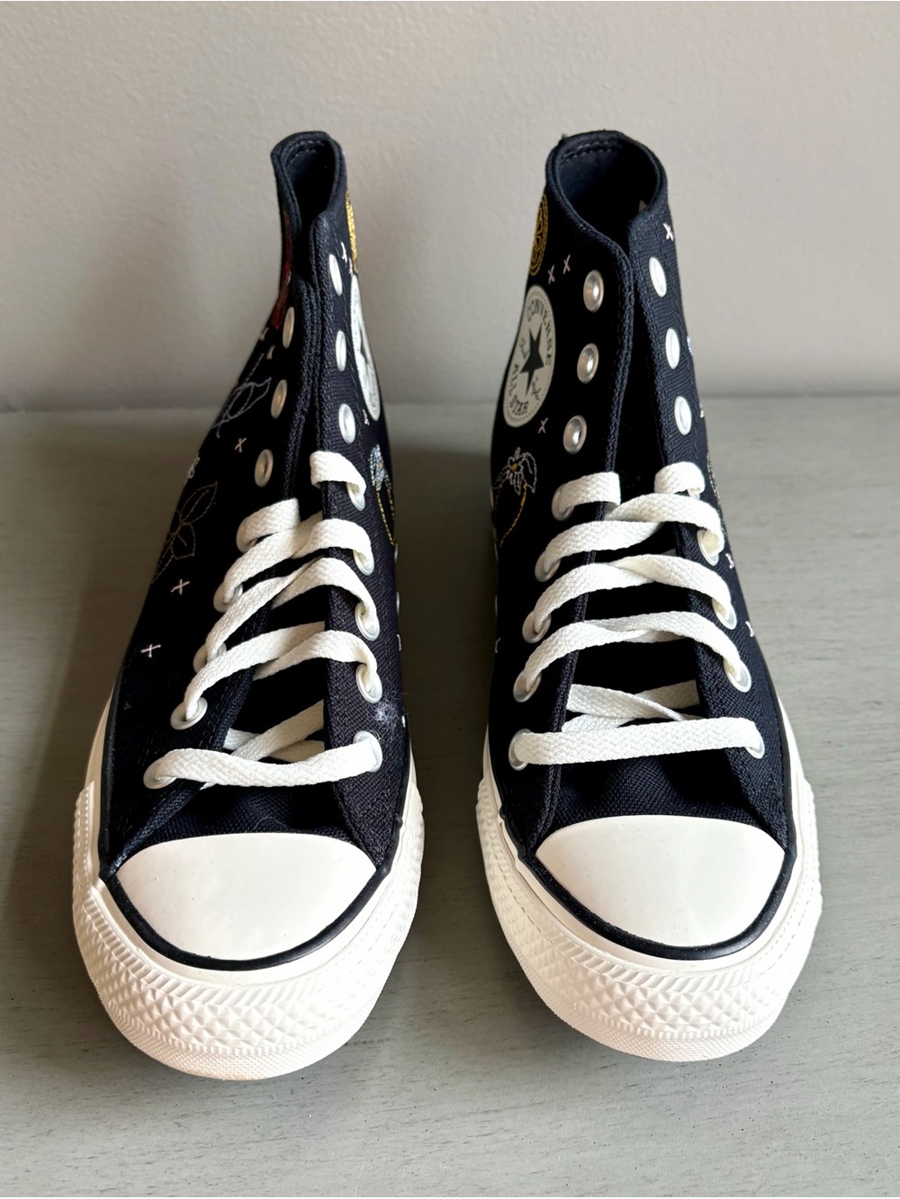 Converse Chuck Taylor All Star Black Embroidered High Top Lace-Up Women 8.5 NEW - Picture 8 of 16